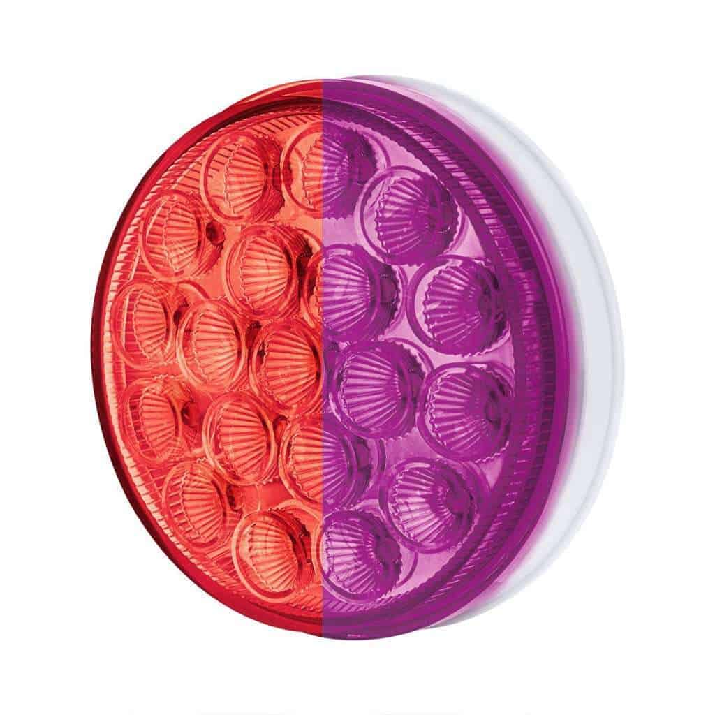 19 Led 4&Quot; Round Double Fury Light (Stop &Amp; Turn) Red &Amp; Purple Led/Clear Lens 5 19 LED 4" Round Double Fury Light (Stop & Turn) - Red & Purple LED/Clear Lens