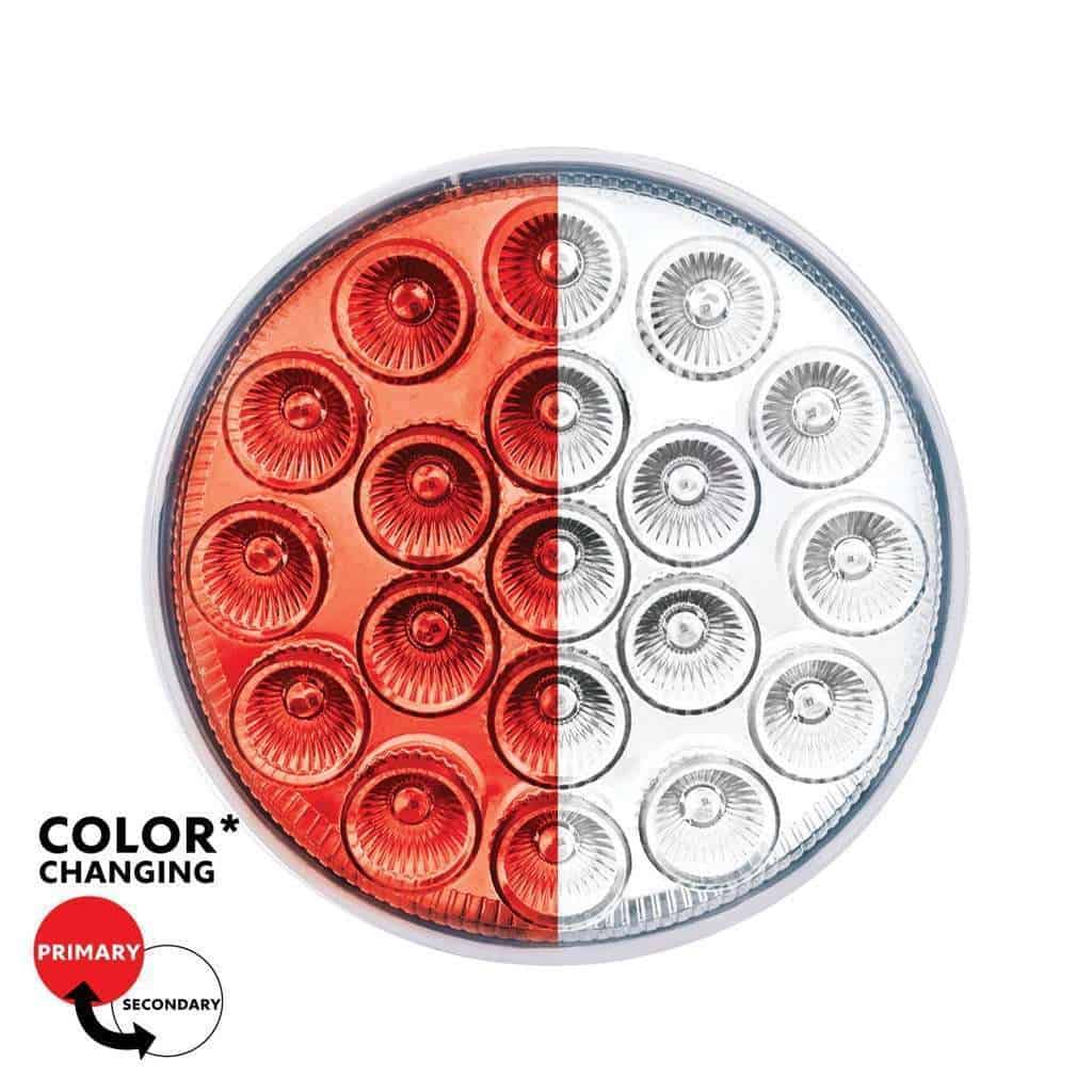 19 LED 4" Round Double Fury Light (Stop & Turn) - Red & White LED/Clear Lens