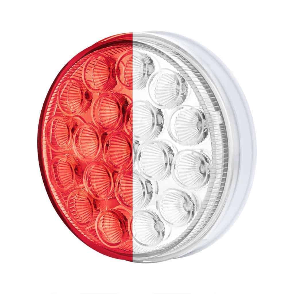 19 Led 4&Quot; Round Double Fury Light (Stop &Amp; Turn) Red &Amp; White Led/Clear Lens 5 19 LED 4" Round Double Fury Light (Stop & Turn) - Red & White LED/Clear Lens