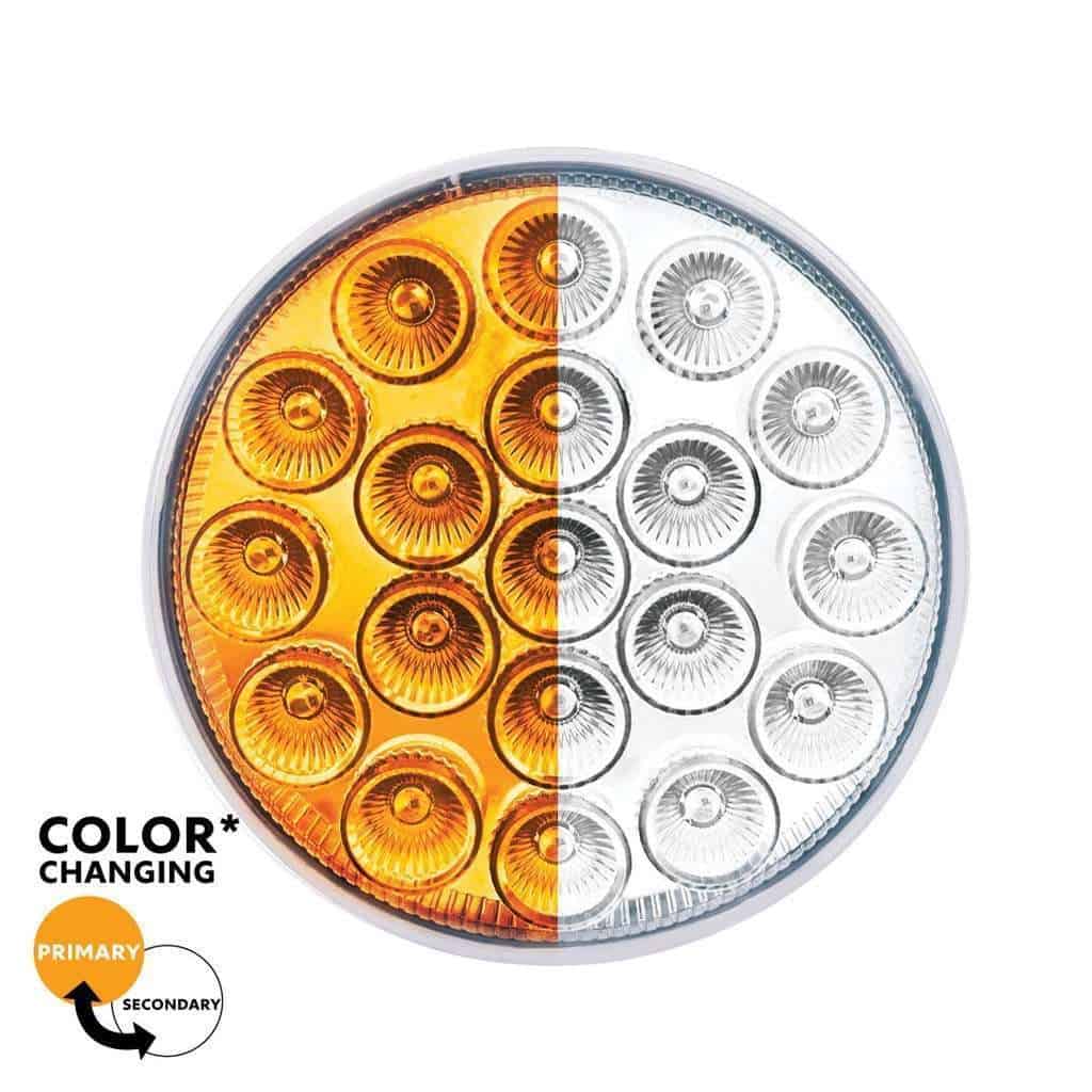 19 LED 4" Round Double Fury Light (Turn Signal) - Amber & White LED/Clear Lens