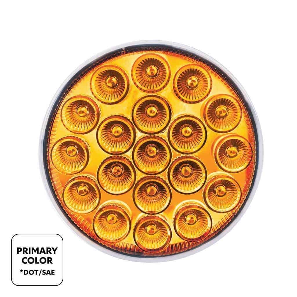 19 LED 4" Round Double Fury Light (Turn Signal) - Amber & White LED/Clear Lens