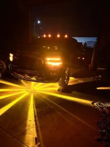 Ram 3500 with Alpha Series Lighting Glass is Class watermelon lights underneath