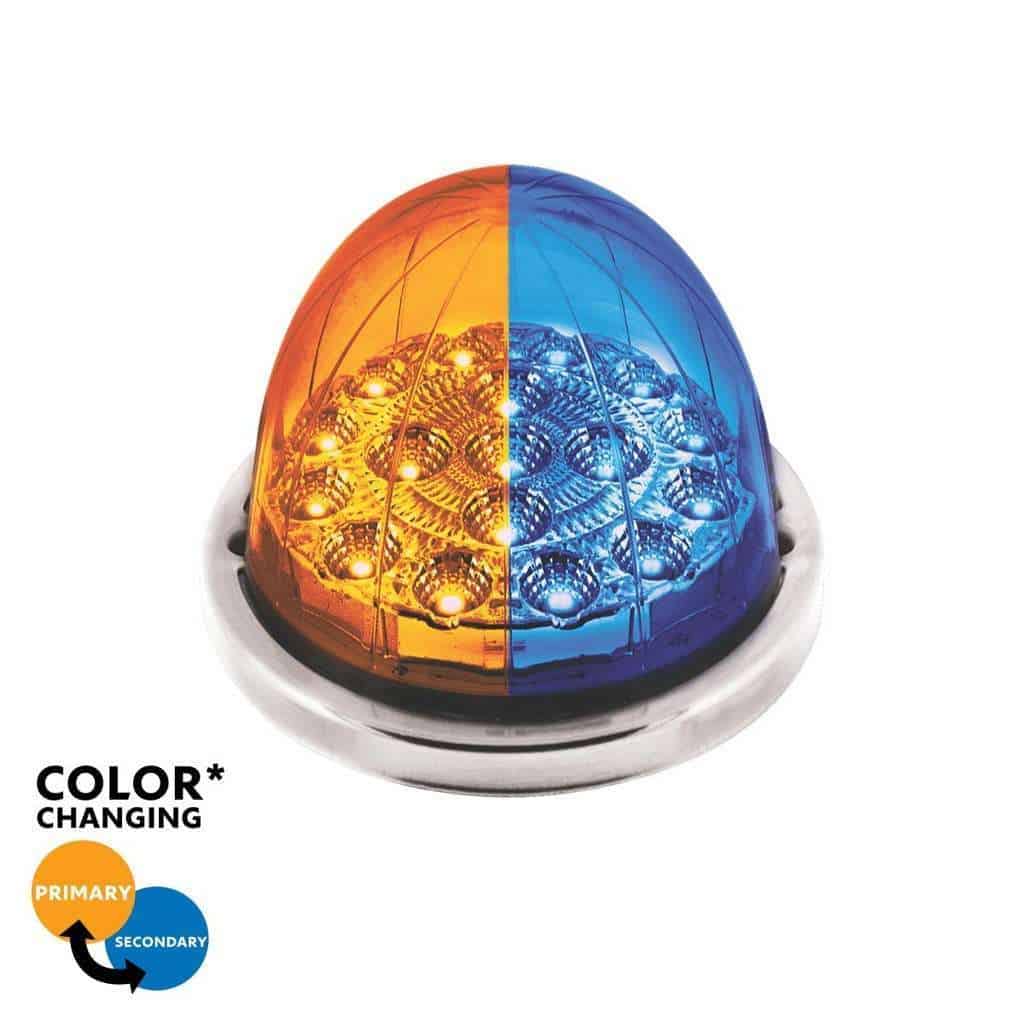 17 LED Watermelon Double Fury Flush Mount Kit – Amber & Blue w/Clear Lens