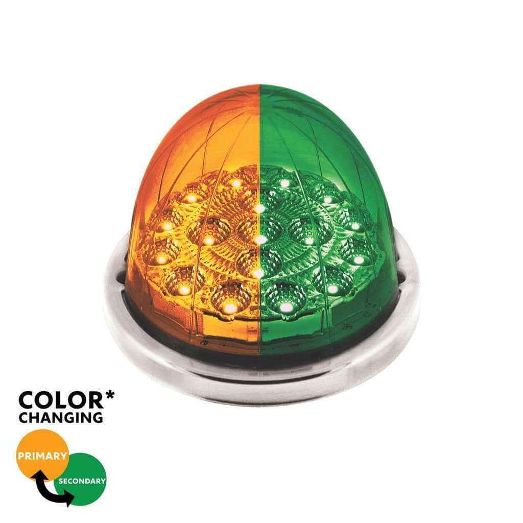 17 LED Watermelon Double Fury Flush Mount Kit – Amber & Green w/Clear Lens