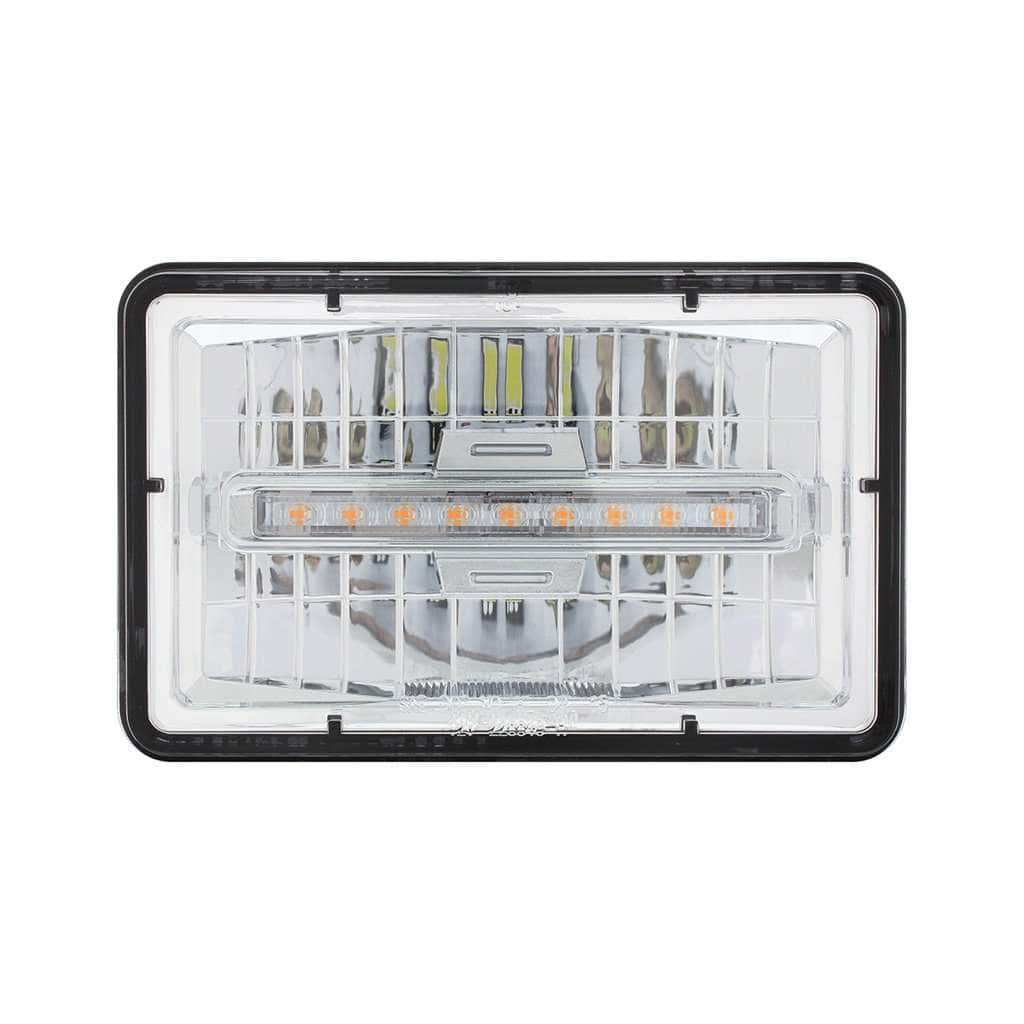ULTRALIT - 4" X 6" Rectangular LED Headlight With Amber LED Position Light - High Beam