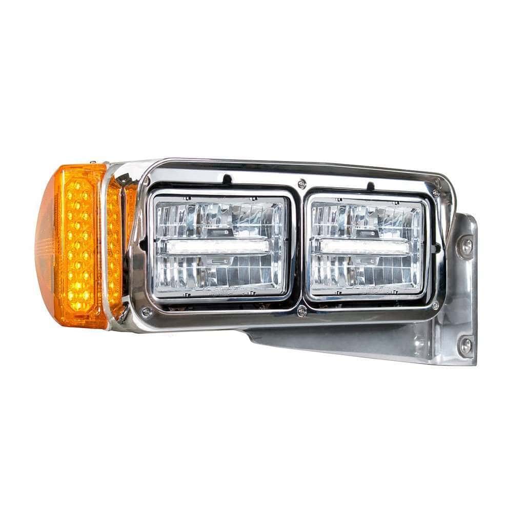 Peterbilt 379 4X6 Led Low Beam Headlight With White Position Light 7 ULTRALIT - 4" X 6" Rectangular LED Headlight With White LED Position Light - Low Beam