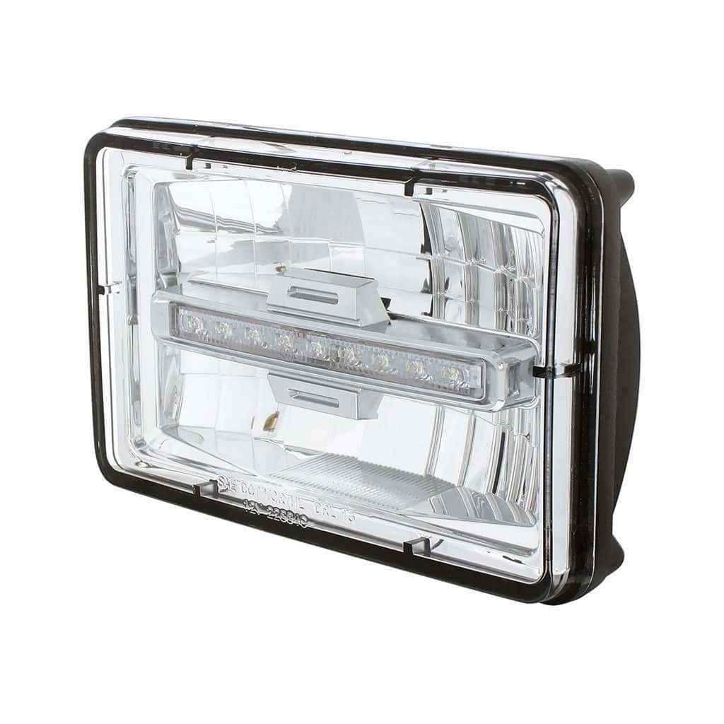 Peterbilt 379 4X6 Led High Beam Headlight With White Position Light 4 ULTRALIT - 4" X 6" Rectangular LED Headlight With White LED Position Light - High Beam