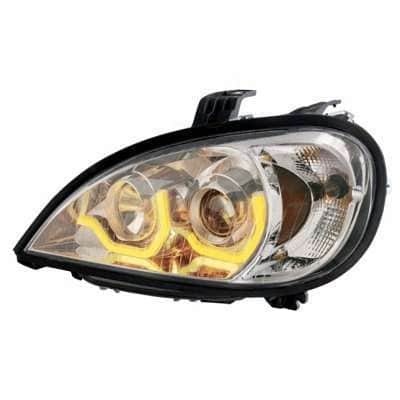 Chrome Projection Headlight With Dual Function LED Light Bar for 2001-2020 Freightliner Columbia