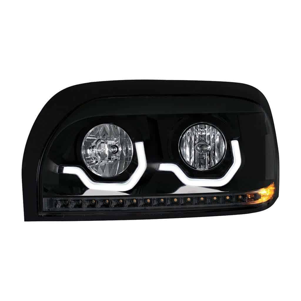 Freightliner Century Black Headlight W/Led Turn Signal &Amp; Light Bar 3 Freightliner Century Black Headlight w/LED Turn Signal & Light Bar