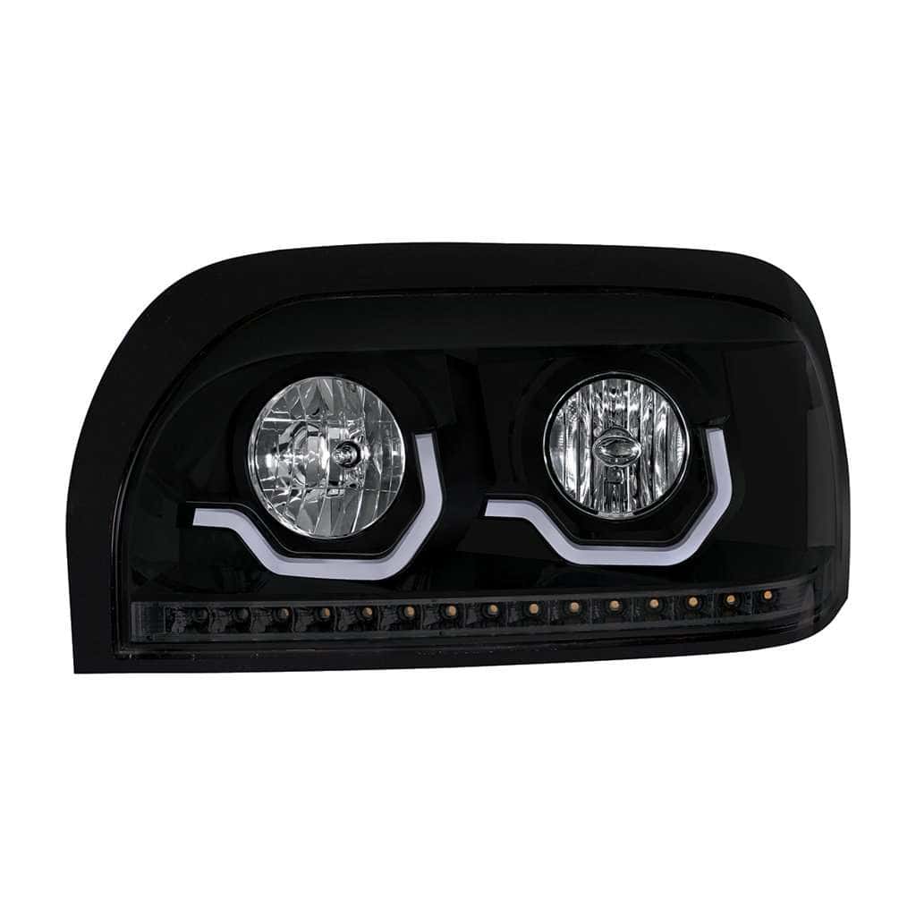 Freightliner Century Black Headlight W/Led Turn Signal &Amp; Light Bar 4 Freightliner Century Black Headlight w/LED Turn Signal & Light Bar