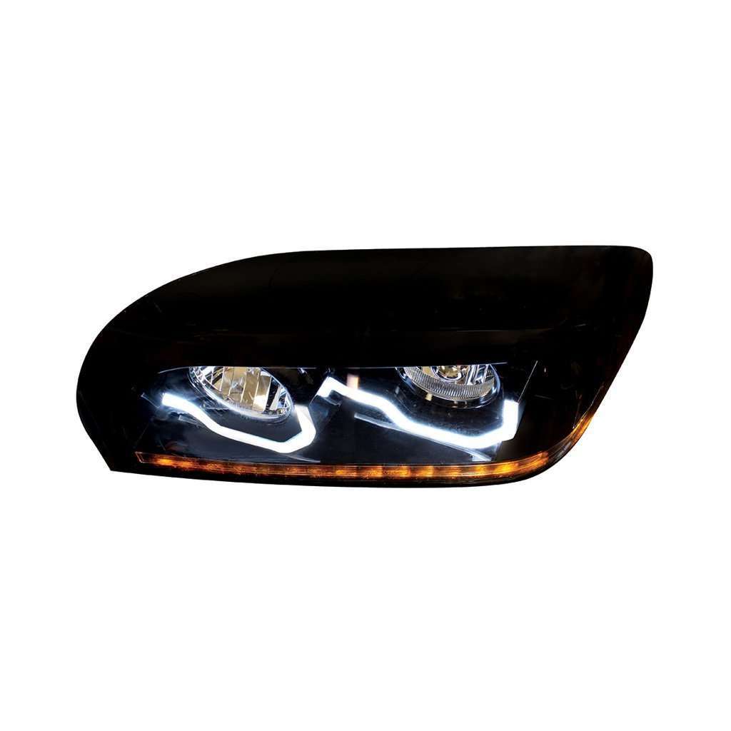 Freightliner Century Black Headlight W/Led Turn Signal &Amp; Light Bar 5 Freightliner Century Black Headlight w/LED Turn Signal & Light Bar