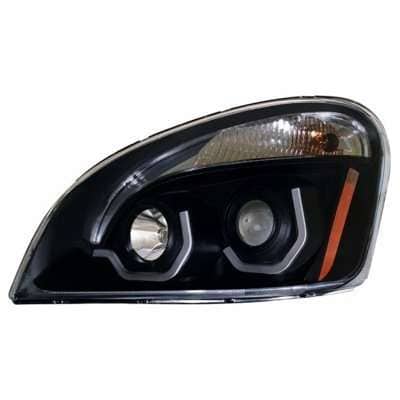 Projection Headlight with Dual Function Amber LED Position Lights for 2008-2017 Freightliner Cascadia-Black