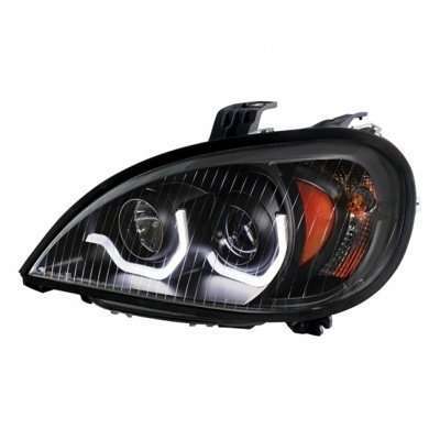 Black Projection Headlight With LED Position Light for 2001-2020 Freightliner Columbia