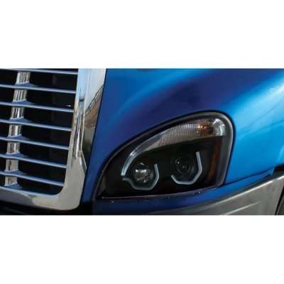 Black Projection Headlight With White Led Position Light For 2008-2017 Freightliner Cascadia 5 Projection Headlight with White LED Position Light for 2008-2017 Freightliner Cascadia-Black