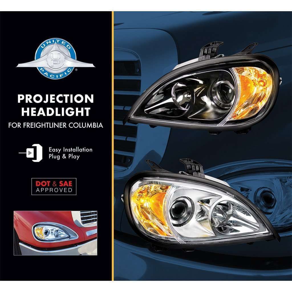 Chrome Projection Headlight Set For 2001-2020 Freightliner Columbia (Pair) 7 Chrome Projection Headlight Set for 2001-2020 Freightliner Columbia (Pair)