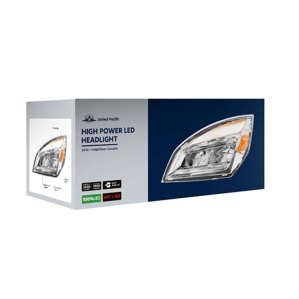 High Power Chrome Led Headlight For 2018-2024 Freightliner Cascadia 9 High Power LED Headlight for 2018-2024 Freightliner Cascadia