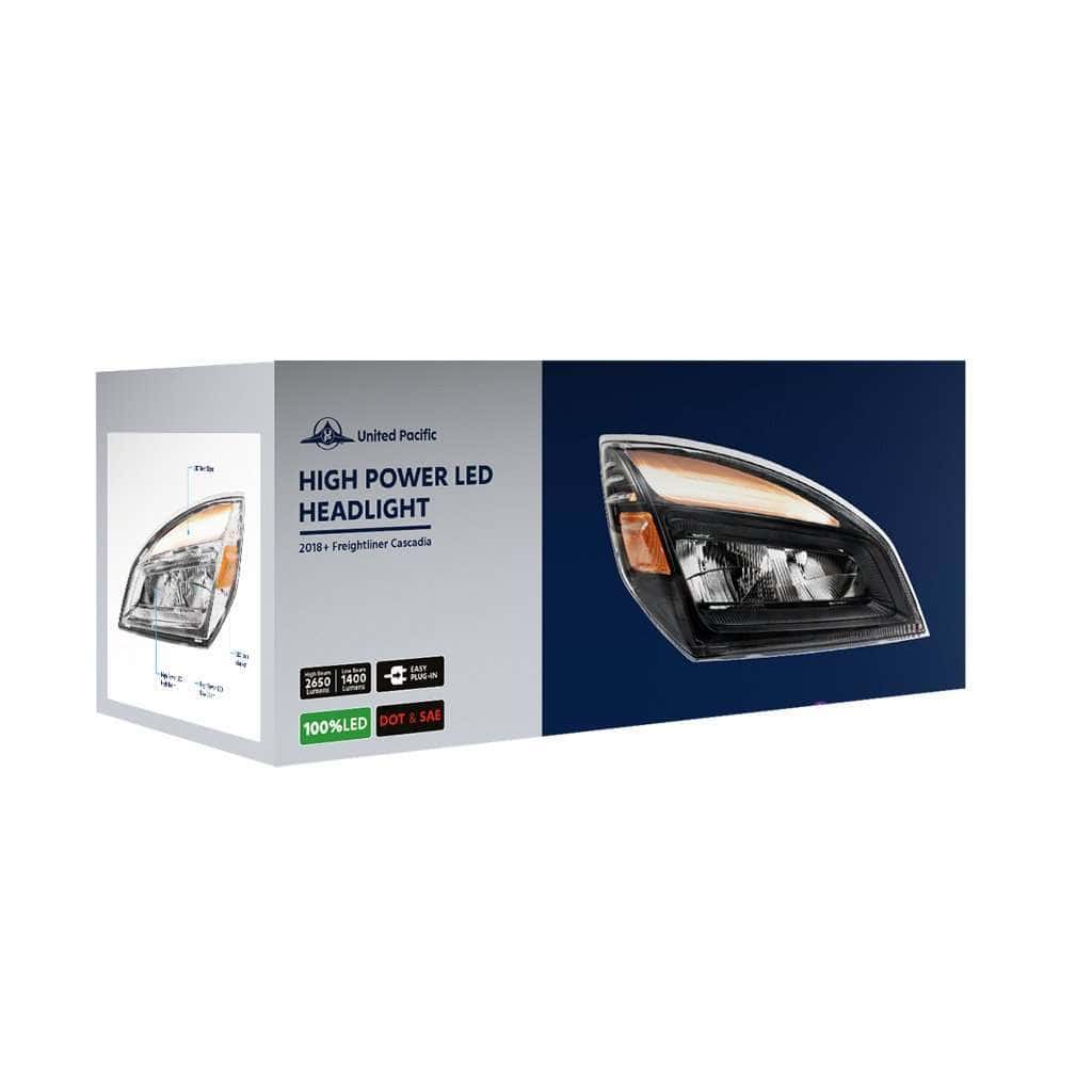 High Power Blackout Led Headlight For 2018-2024 Freightliner Cascadia 8 High Power LED Headlight for 2018-2024 Freightliner Cascadia-Black