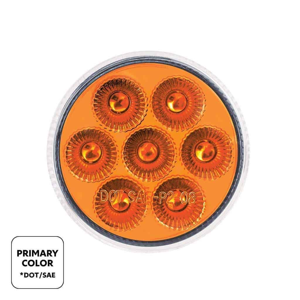 7 LED 2" Round Double Fury Light (Clearance/Marker) - Amber & White LED/Clear Lens