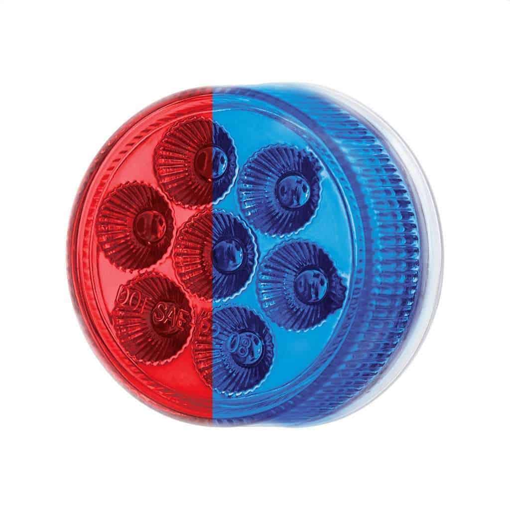 7 Led 2&Quot; Round Double Fury Light (Clearance/Marker) - Red &Amp; Blue Led/Clear Lens 5 7 LED 2" Round Double Fury Light (Clearance/Marker) - Red & Blue LED/Clear Lens