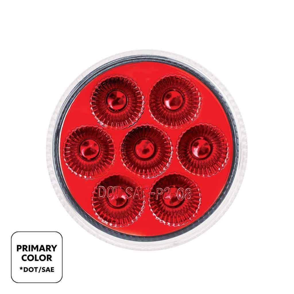 7 LED 2" Round Double Fury Light (Clearance/Marker) - Red & Green LED/Clear Lens
