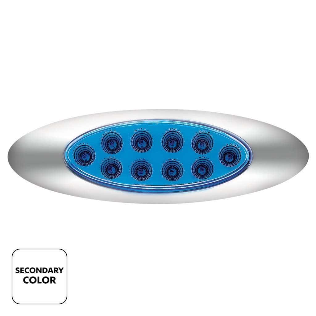 10 Led Oval Double Fury Light With Clear Lens &Amp; Chrome Bezel (Clearance/Marker) - Amber &Amp; Blue Led/Clear Lens 3 10 LED Oval Double Fury Light With Clear Lens & Chrome Bezel (Clearance/Marker) - Amber & Blue LED/Clear Lens