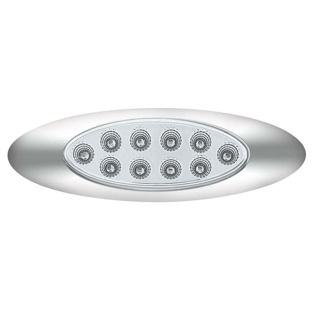 10 Led Oval Double Fury Light With Clear Lens &Amp; Chrome Bezel (Clearance/Marker) - Amber &Amp; Blue Led/Clear Lens 4 10 LED Oval Double Fury Light With Clear Lens & Chrome Bezel (Clearance/Marker) - Amber & Blue LED/Clear Lens