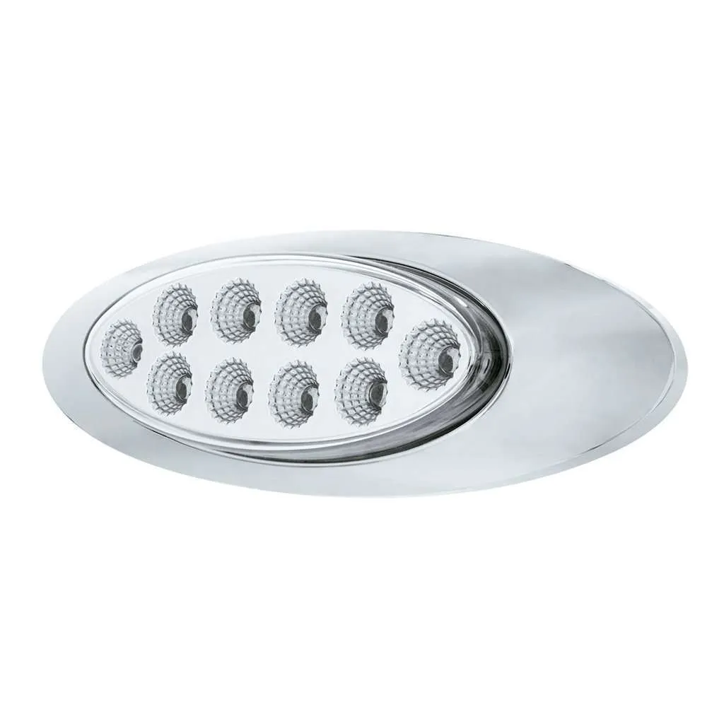 10 Led Oval Double Fury Light With Clear Lens &Amp; Chrome Bezel (Clearance/Marker) - Amber &Amp; Blue Led/Clear Lens 8 10 LED Oval Double Fury Light With Clear Lens & Chrome Bezel (Clearance/Marker) - Amber & Blue LED/Clear Lens