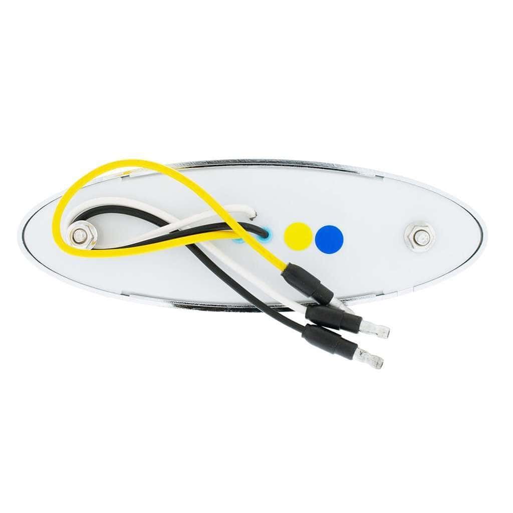 10 Led Oval Double Fury Light With Clear Lens &Amp; Chrome Bezel (Clearance/Marker) - Amber &Amp; Blue Led/Clear Lens 9 10 LED Oval Double Fury Light With Clear Lens & Chrome Bezel (Clearance/Marker) - Amber & Blue LED/Clear Lens