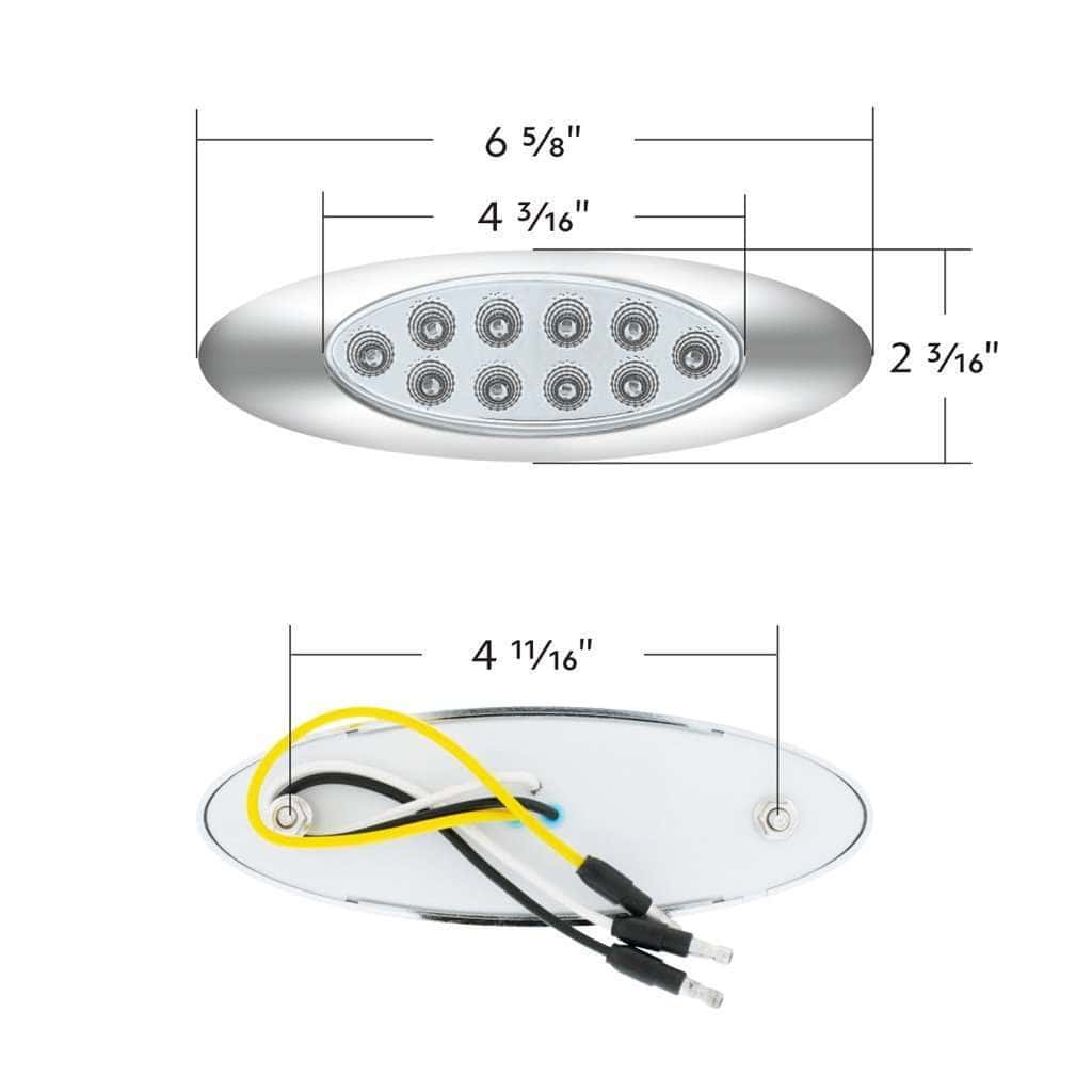 10 Led Oval Double Fury Light With Clear Lens &Amp; Chrome Bezel (Clearance/Marker) - Amber &Amp; Blue Led/Clear Lens 11 10 LED Oval Double Fury Light With Clear Lens & Chrome Bezel (Clearance/Marker) - Amber & Blue LED/Clear Lens