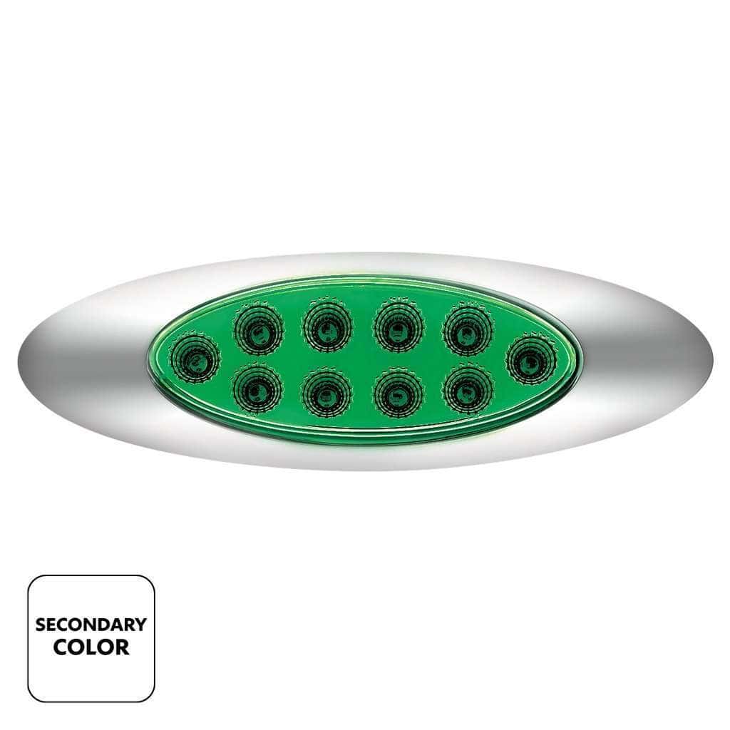 10 Led Oval Double Fury Light With Clear Lens &Amp; Chrome Bezel (Clearance/Marker) - Amber &Amp; Green Led/Clear Lens 3 10 LED Oval Double Fury Light With Clear Lens & Chrome Bezel (Clearance/Marker) - Amber & Green LED/Clear Lens