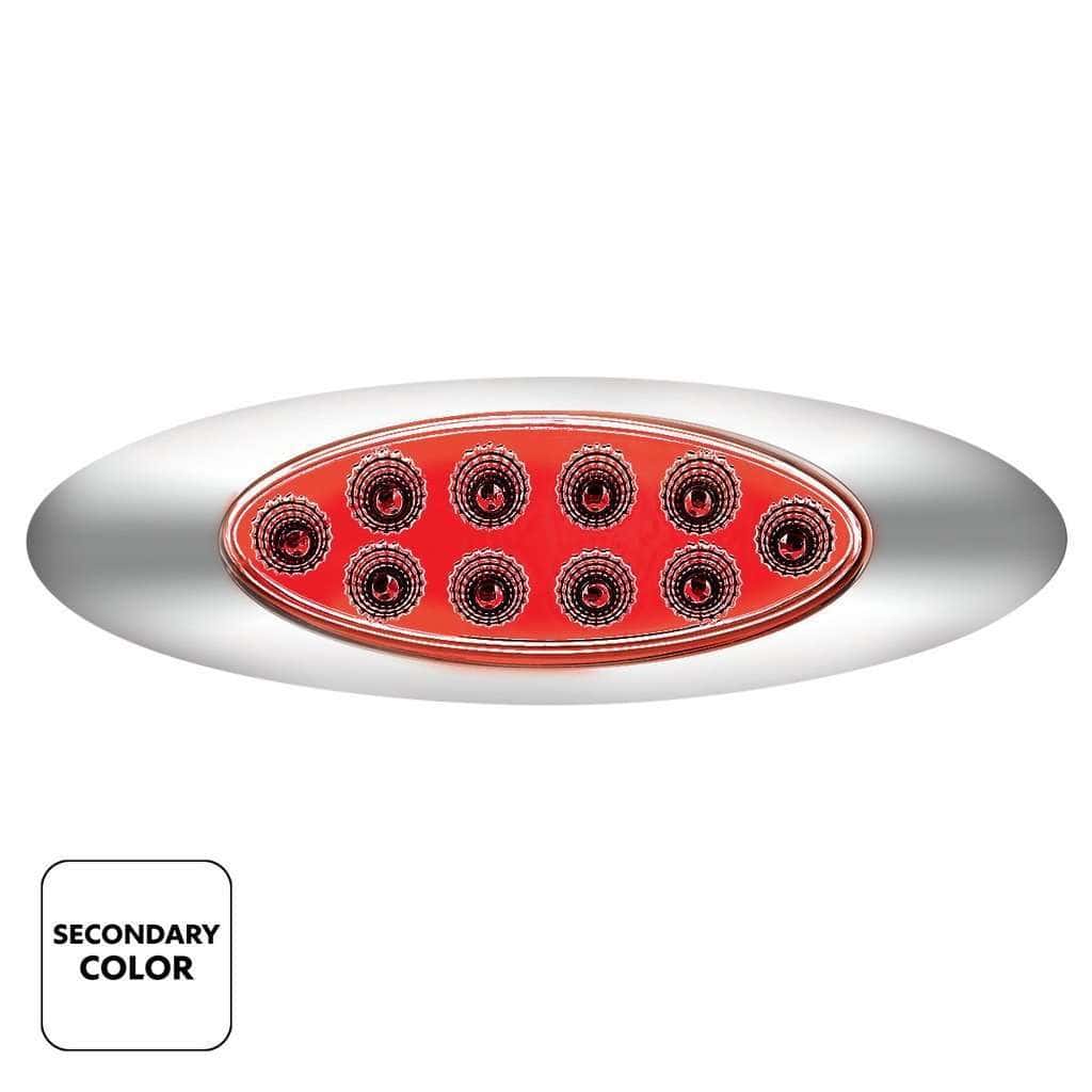 10 Led Oval Double Fury Light With Clear Lens &Amp; Chrome Bezel (Clearance/Marker) - Amber &Amp; Red Led/Clear Lens 3 10 LED Oval Double Fury Light With Clear Lens & Chrome Bezel (Clearance/Marker) - Amber & Red LED/Clear Lens
