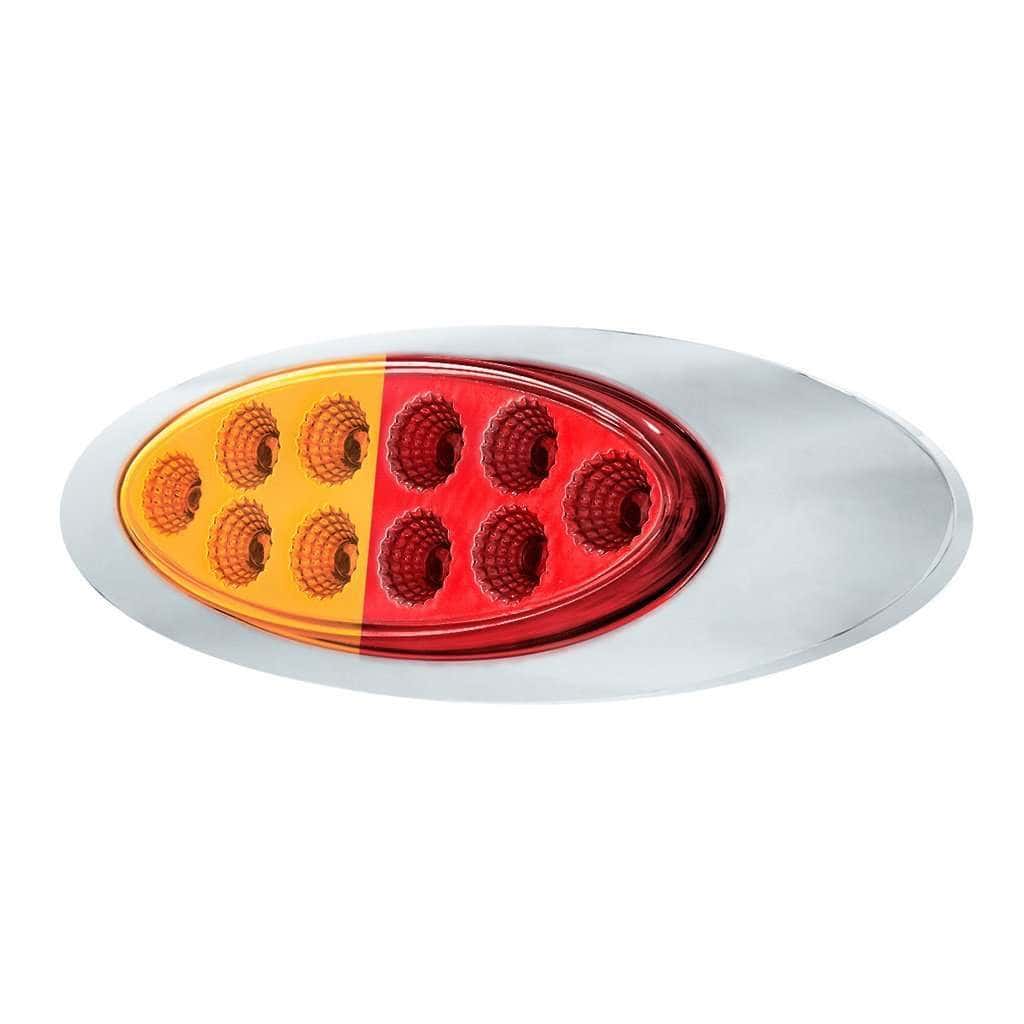 10 Led Oval Double Fury Light With Clear Lens &Amp; Chrome Bezel (Clearance/Marker) - Amber &Amp; Red Led/Clear Lens 5 10 LED Oval Double Fury Light With Clear Lens & Chrome Bezel (Clearance/Marker) - Amber & Red LED/Clear Lens