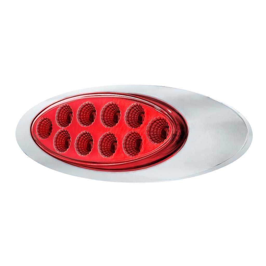 10 Led Oval Double Fury Light With Clear Lens &Amp; Chrome Bezel (Clearance/Marker) - Amber &Amp; Red Led/Clear Lens 7 10 LED Oval Double Fury Light With Clear Lens & Chrome Bezel (Clearance/Marker) - Amber & Red LED/Clear Lens