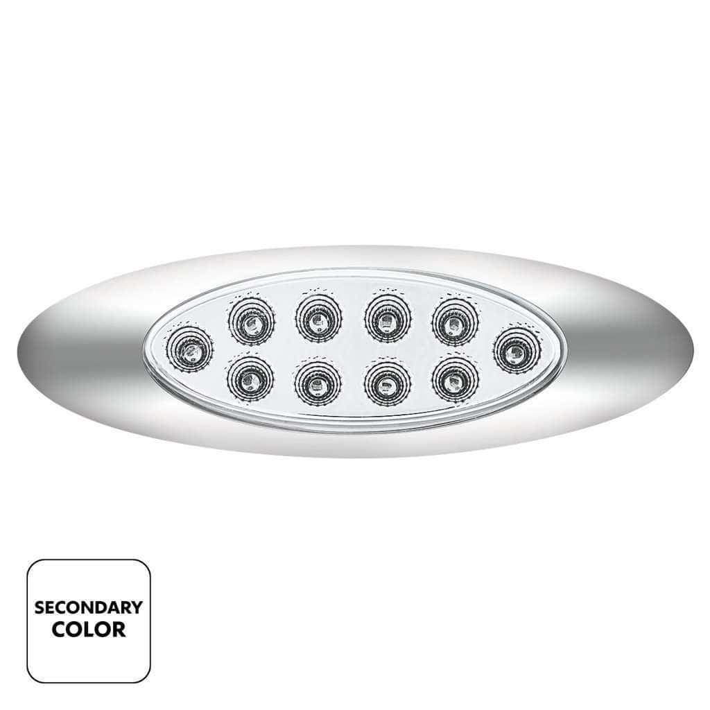 10 Led Oval Double Fury Light With Clear Lens &Amp; Chrome Bezel (Clearance/Marker) - Amber &Amp; White Led/Clear Lens 3 10 LED Oval Double Fury Light With Clear Lens & Chrome Bezel (Clearance/Marker) - Amber & White LED/Clear Lens