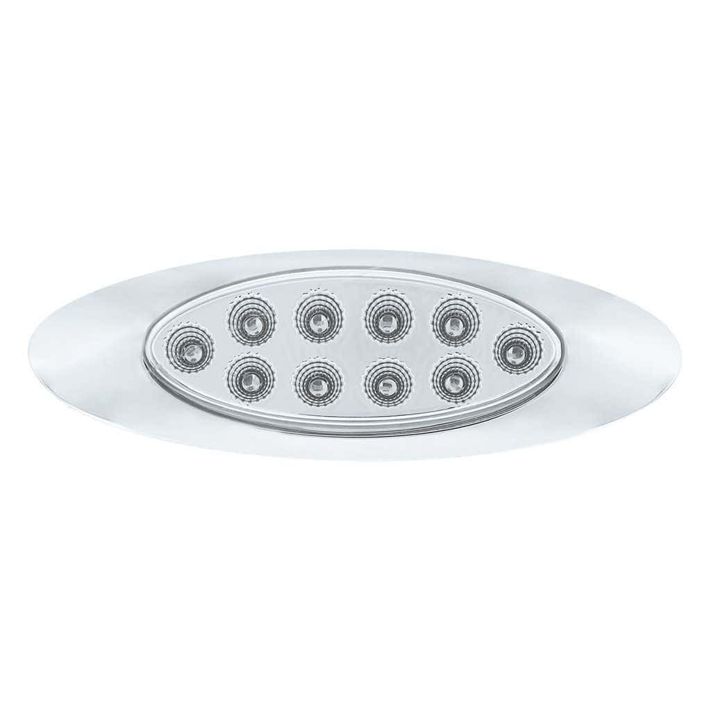 10 Led Oval Double Fury Light With Clear Lens &Amp; Chrome Bezel (Clearance/Marker) - Amber &Amp; White Led/Clear Lens 4 10 LED Oval Double Fury Light With Clear Lens & Chrome Bezel (Clearance/Marker) - Amber & White LED/Clear Lens