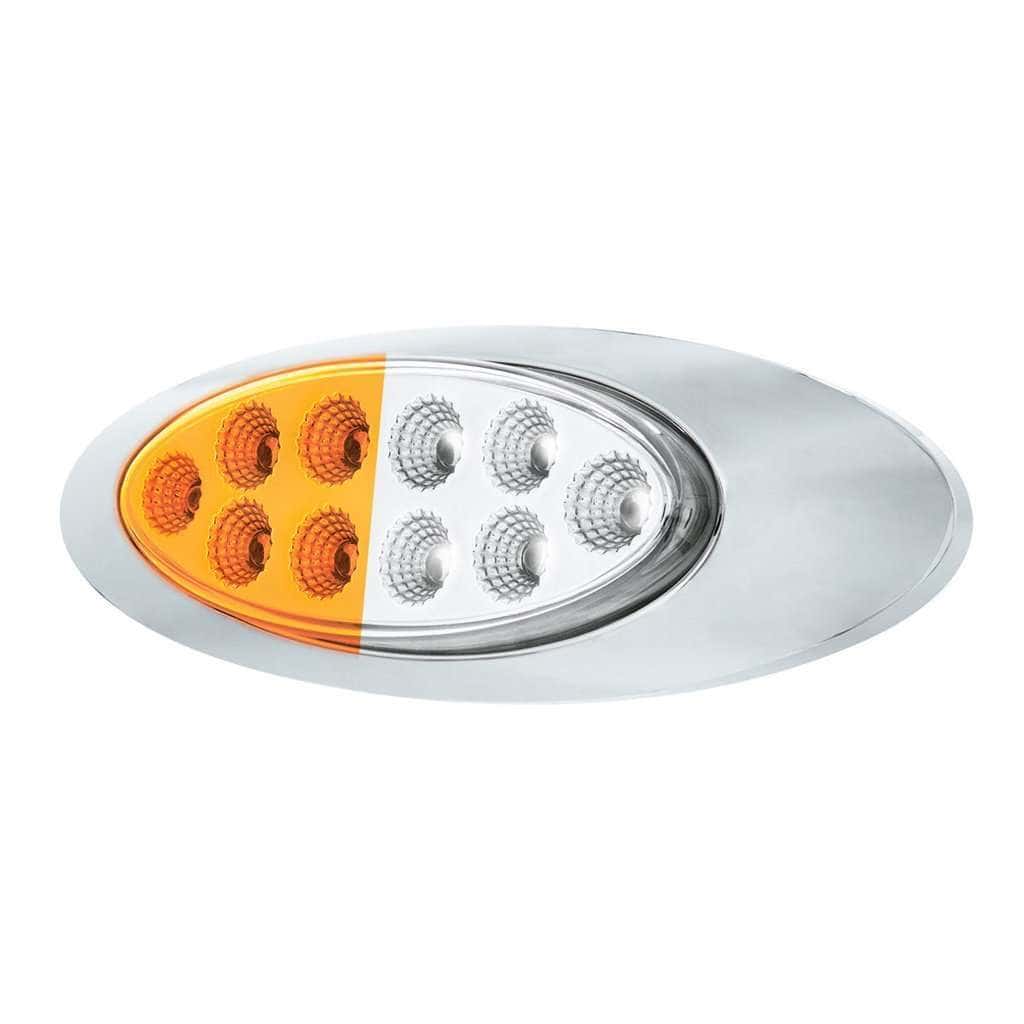 10 Led Oval Double Fury Light With Clear Lens &Amp; Chrome Bezel (Clearance/Marker) - Amber &Amp; White Led/Clear Lens 5 10 LED Oval Double Fury Light With Clear Lens & Chrome Bezel (Clearance/Marker) - Amber & White LED/Clear Lens