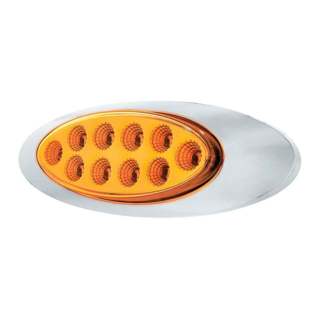 10 Led Oval Double Fury Light With Clear Lens &Amp; Chrome Bezel (Clearance/Marker) - Amber &Amp; White Led/Clear Lens 6 10 LED Oval Double Fury Light With Clear Lens & Chrome Bezel (Clearance/Marker) - Amber & White LED/Clear Lens