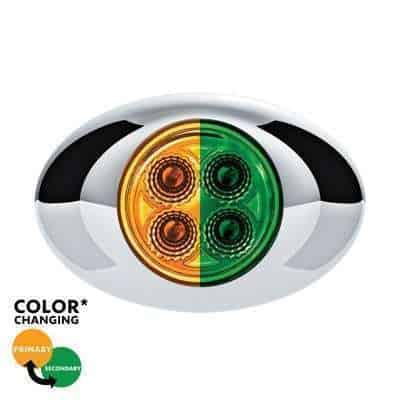 4 LED Double Fury Light (Clearance/Marker) - Amber & Green LED/Clear Lens
