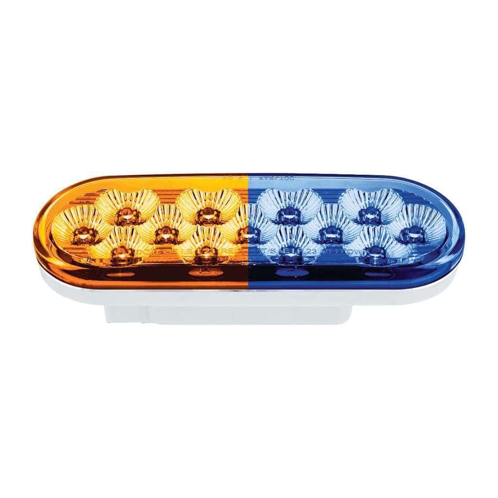 13 Led 6&Quot; Oval Double Fury Light (Turn Signal)-Amber &Amp; Blue Led/Clear Lens 5 13 LED 6" Oval Double Fury Light (Turn Signal)-Amber & Blue LED/Clear Lens