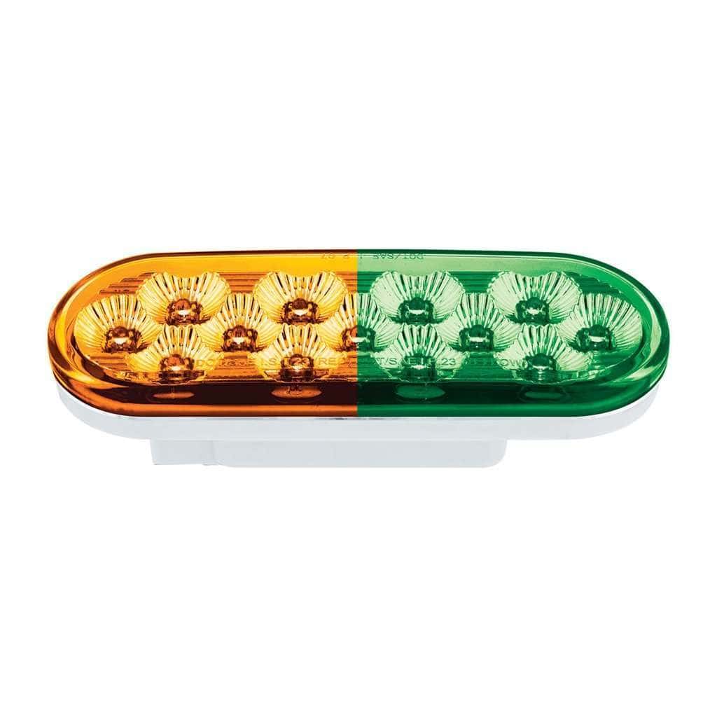 13 Led 6&Quot; Oval Double Fury Light (Turn Signal)-Amber &Amp; Green Led/Clear Lens 5 13 LED 6" Oval Double Fury Light (Turn Signal)-Amber & Green LED/Clear Lens