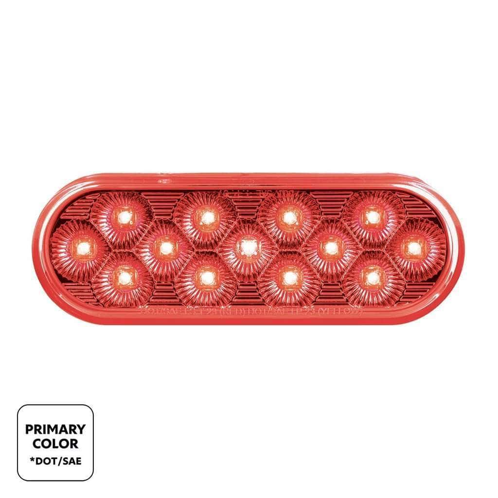 13 Led 6&Quot; Oval Double Fury Light (Stop, Turn &Amp; Tail) With Warning Light - Red &Amp; Amber Led/Clear Lens 4 13 LED 6" Oval Double Fury Light (Stop, Turn & Tail) with Warning Light - Red & Amber LED/Clear Lens