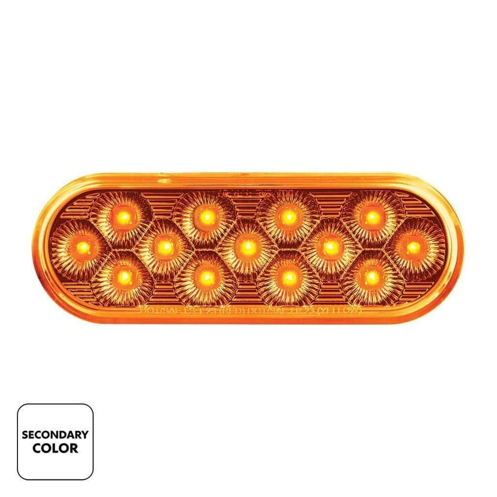 13 Led 6&Quot; Oval Double Fury Light (Stop, Turn &Amp; Tail) With Warning Light - Red &Amp; Amber Led/Clear Lens 5 13 LED 6" Oval Double Fury Light (Stop, Turn & Tail) with Warning Light - Red & Amber LED/Clear Lens
