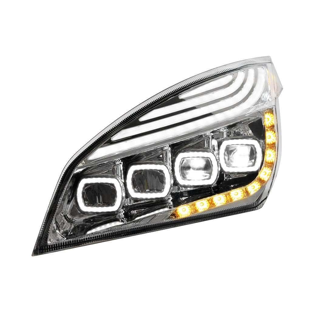 Quad Led Headlight With Drl &Amp; Sequential Turn Signal For 2018-2024 Freightliner Cascadia 3 Quad-LED Headlight with LED DRL & Sequential Signal for 2018-2024 Freightliner Cascadia – Black