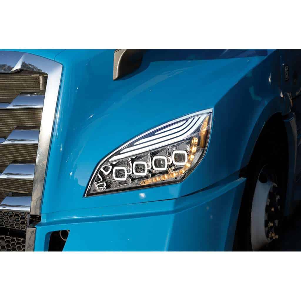 Quad Led Headlight With Drl &Amp; Sequential Turn Signal For 2018-2024 Freightliner Cascadia 6 Quad-LED Headlight with LED DRL & Sequential Signal for 2018-2024 Freightliner Cascadia – Black