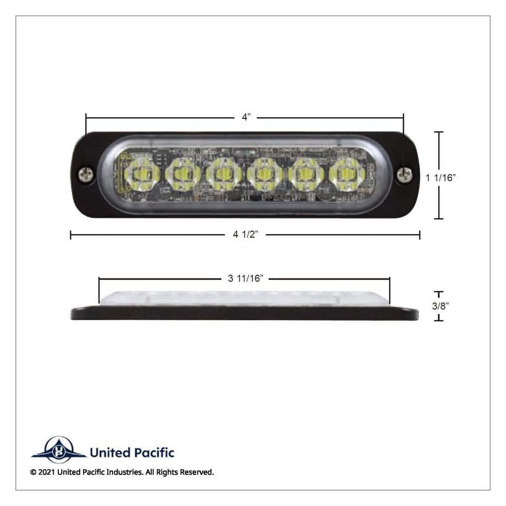 6 High Power Led Super Thin Directional Warning Light - Amber &Amp; White Led 4 6 High Power LED Super Thin Directional Warning Light - Amber & White LED