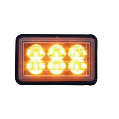 6 High Power LED Rectangular Warning Light with Bracket – Amber LED (Bulk)