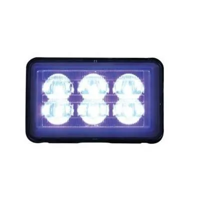 6 High Power LED Rectangular Warning Light with Bracket – Blue LED (Bulk)