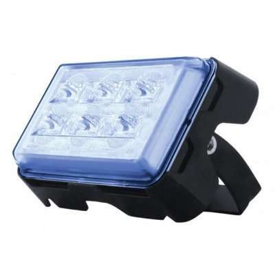 6 High Power LED Rectangular Warning Light with Bracket – Blue LED (Bulk)