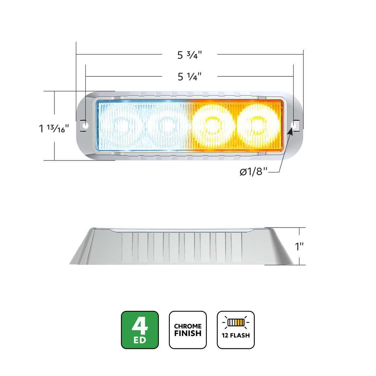 4 Led Warning Light – Amber &Amp; White Led 4 4 LED Warning Light – Amber & White LED