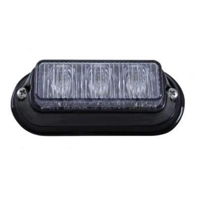 3 LED Warning Light with Black Bezel – White LED (Bulk)